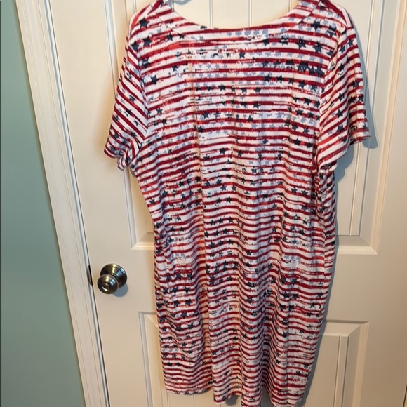 Kim rogers curvey Red and White Striped Star Dress 1X - Picture 4 of 4